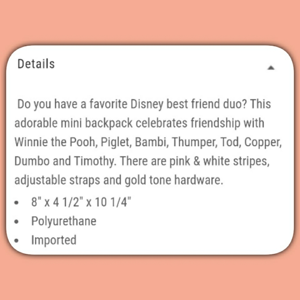 Loungefly Disney Best Friends Stripe Mini Backpack - Picture 7 of 7
